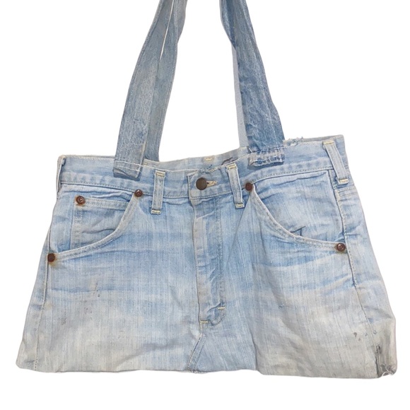 Vintage Y2K Handmade Lee Blue Jean Denim Custom Womens Handbag Purse Boho Hippie - Picture 2 of 10